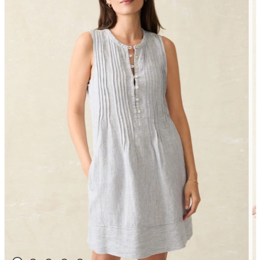 Faherty Isha Linen Dress Size M